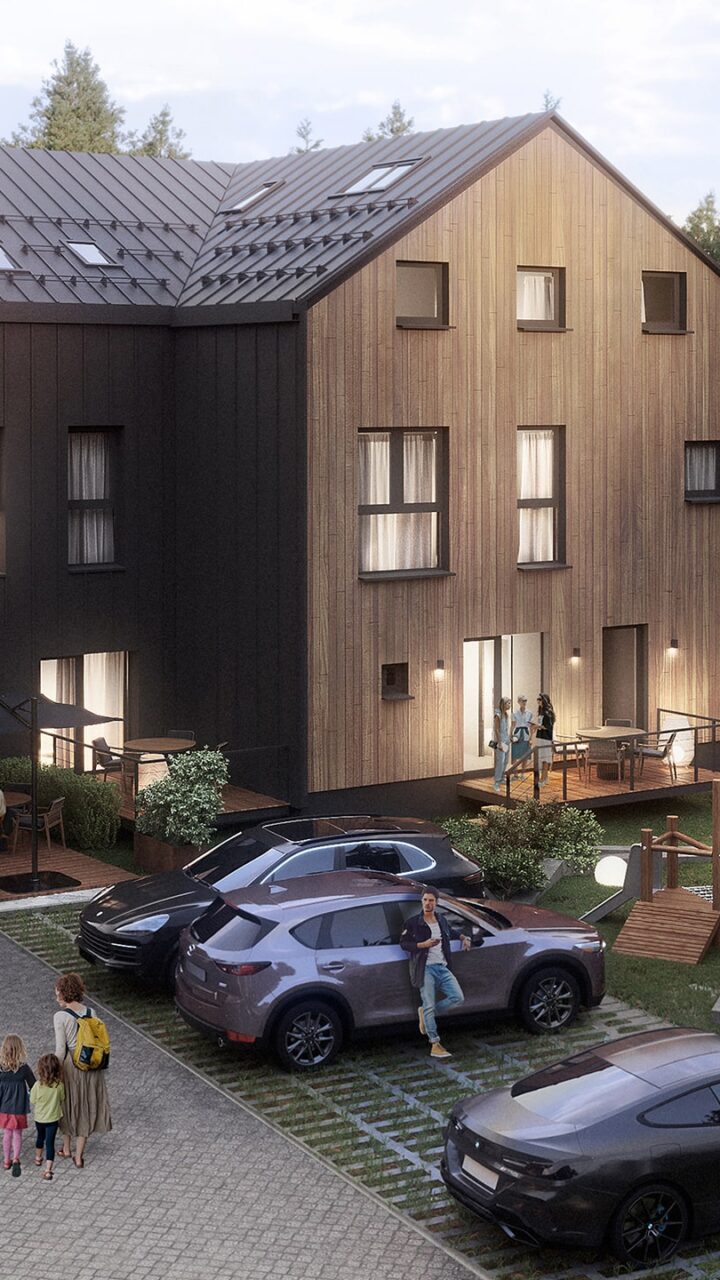 Vizualizace residence Four Elements Riverside Residence & Spa pohled z pravé strany