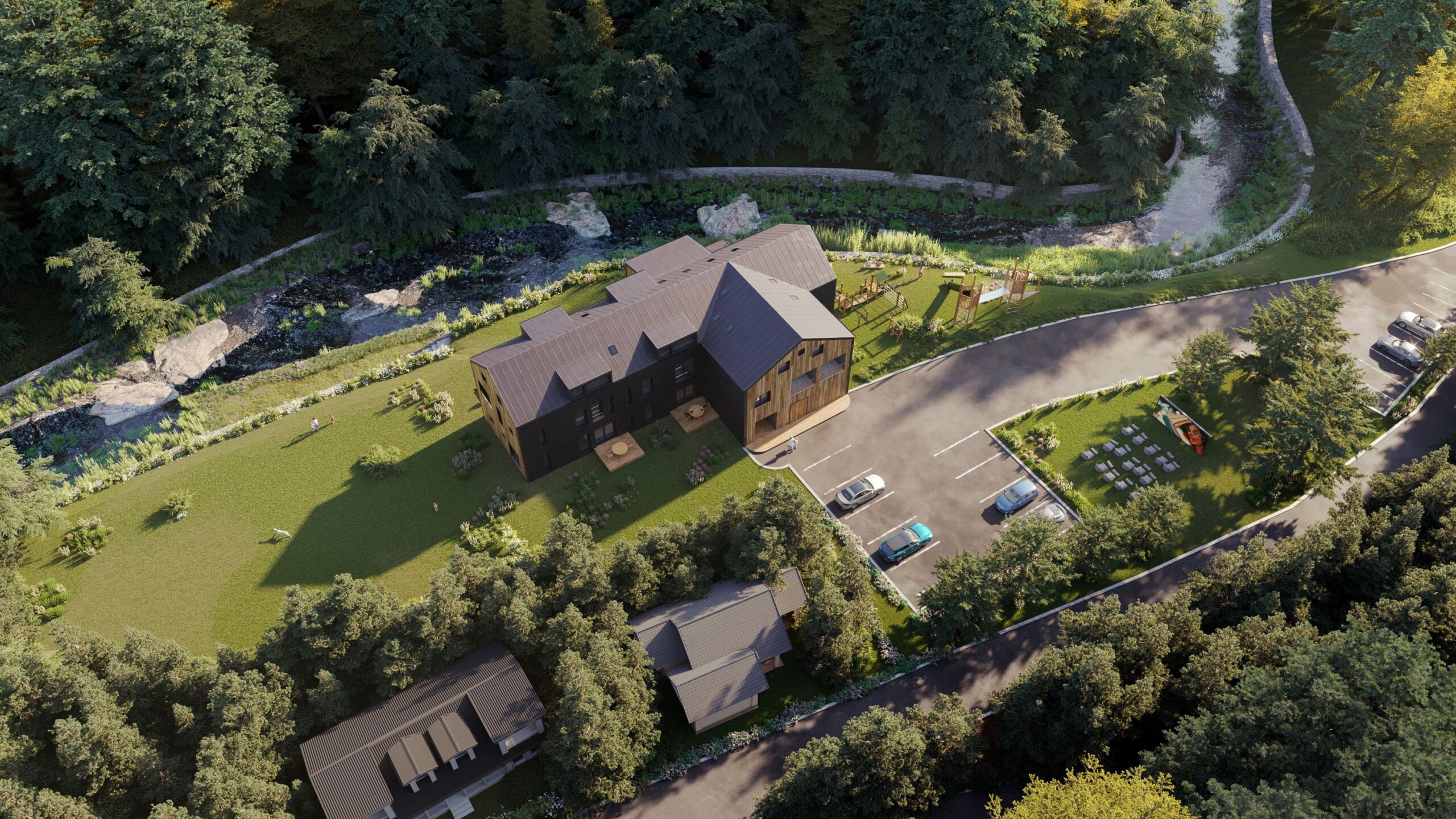 Vizualizace residence Four Elements Riverside Residence & Spa pohled shora