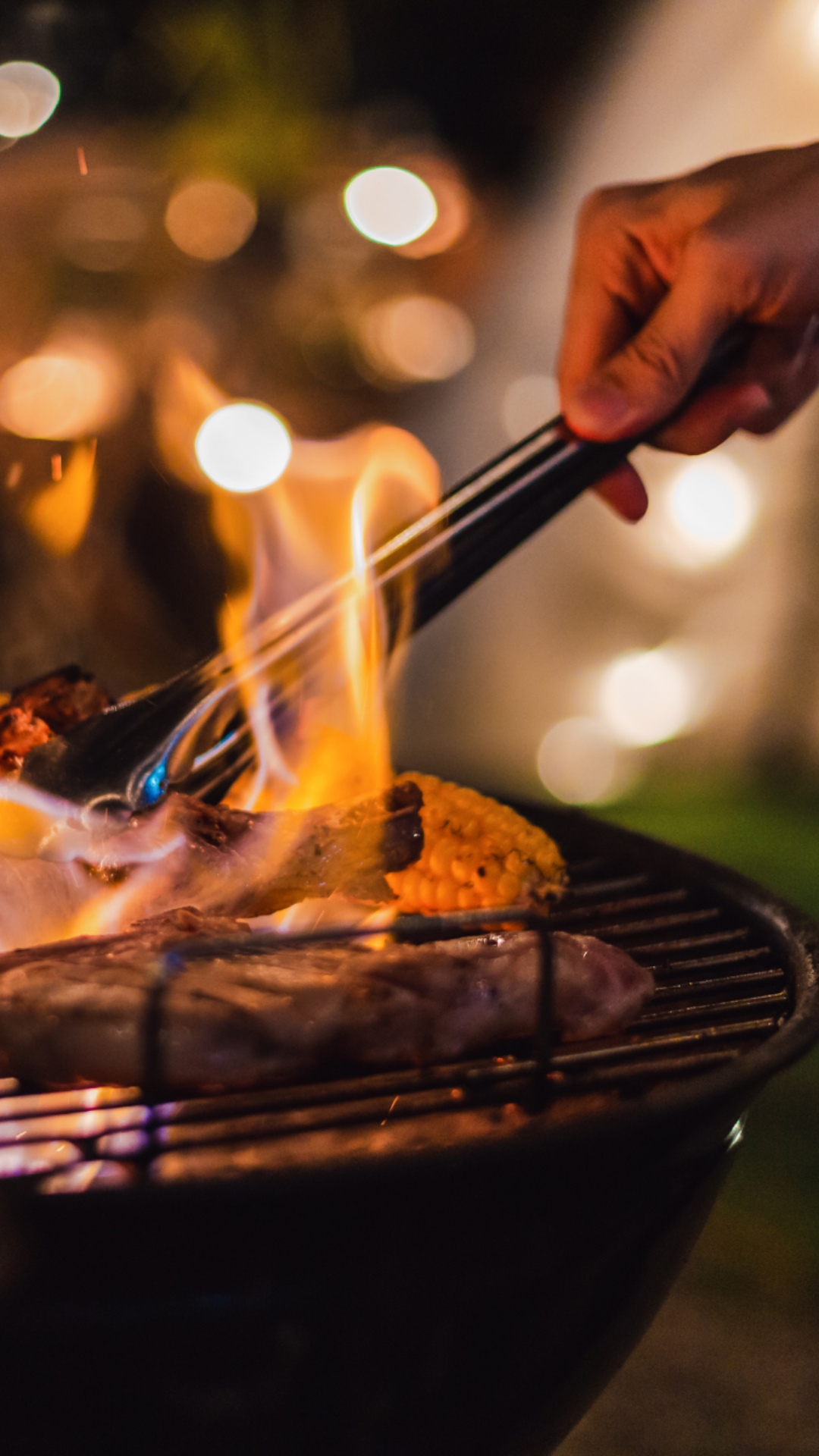 Ilustrační obrázek večerního zahradního grilování poblíž investičních apartmánů Four Elements Jizerské hory