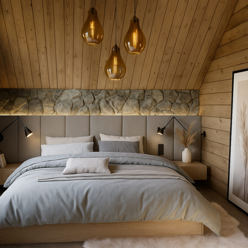 Vizualizace ložnice investičního apartmánu Four Elements Riverside Residence & Spa